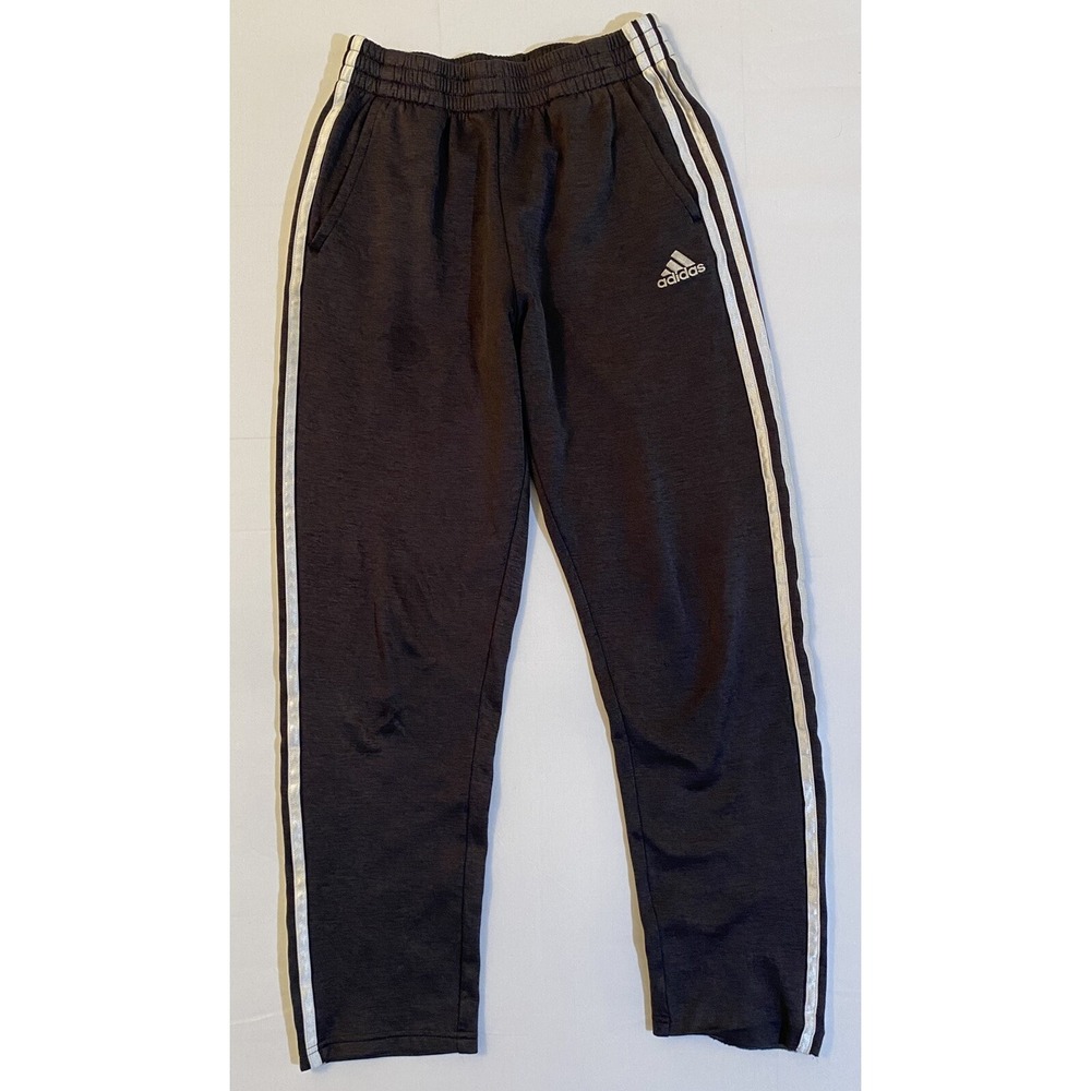 Adidas Kids Dark Gray White Stripe Track Pants Size L 14/16 Activewear